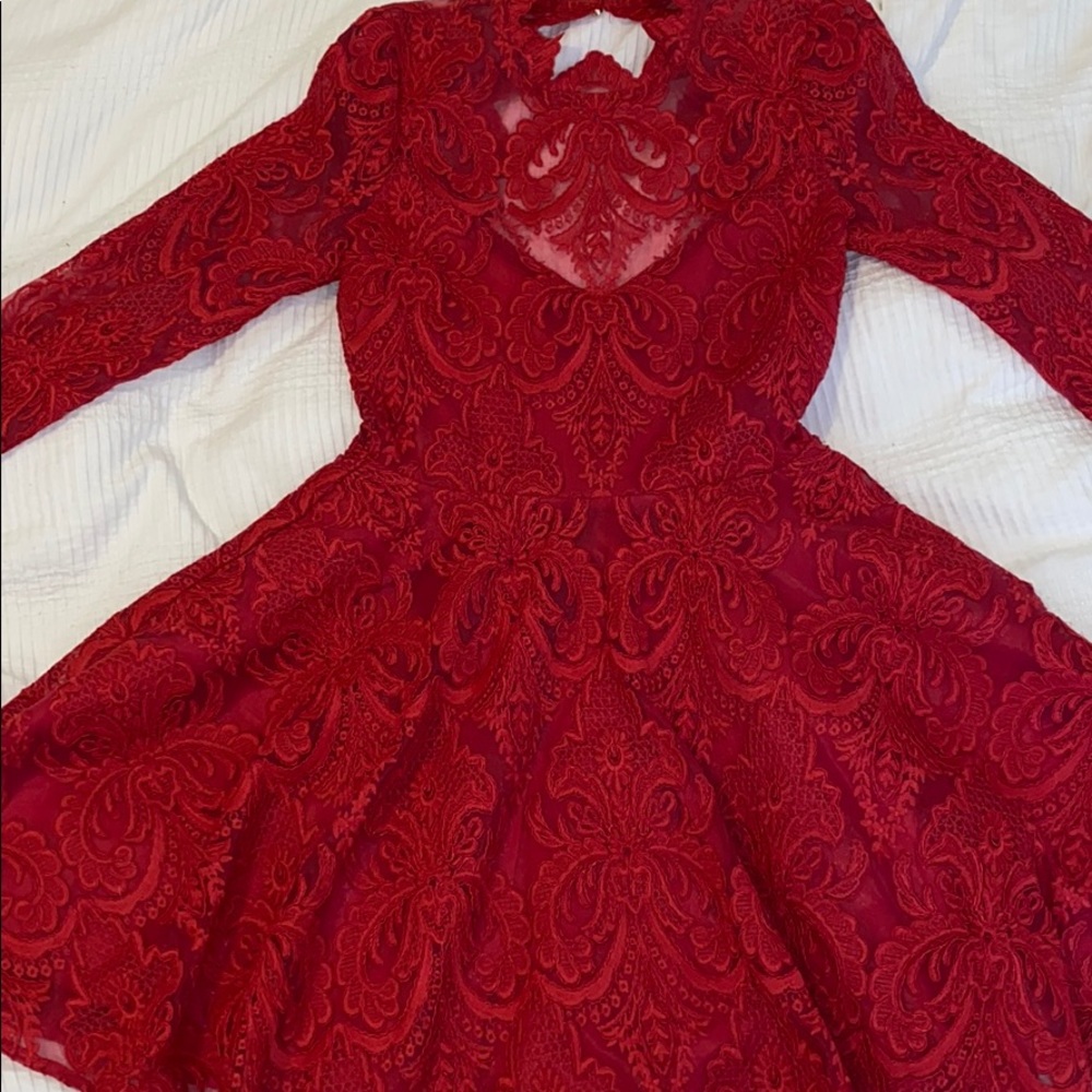 Red holiday dress lace